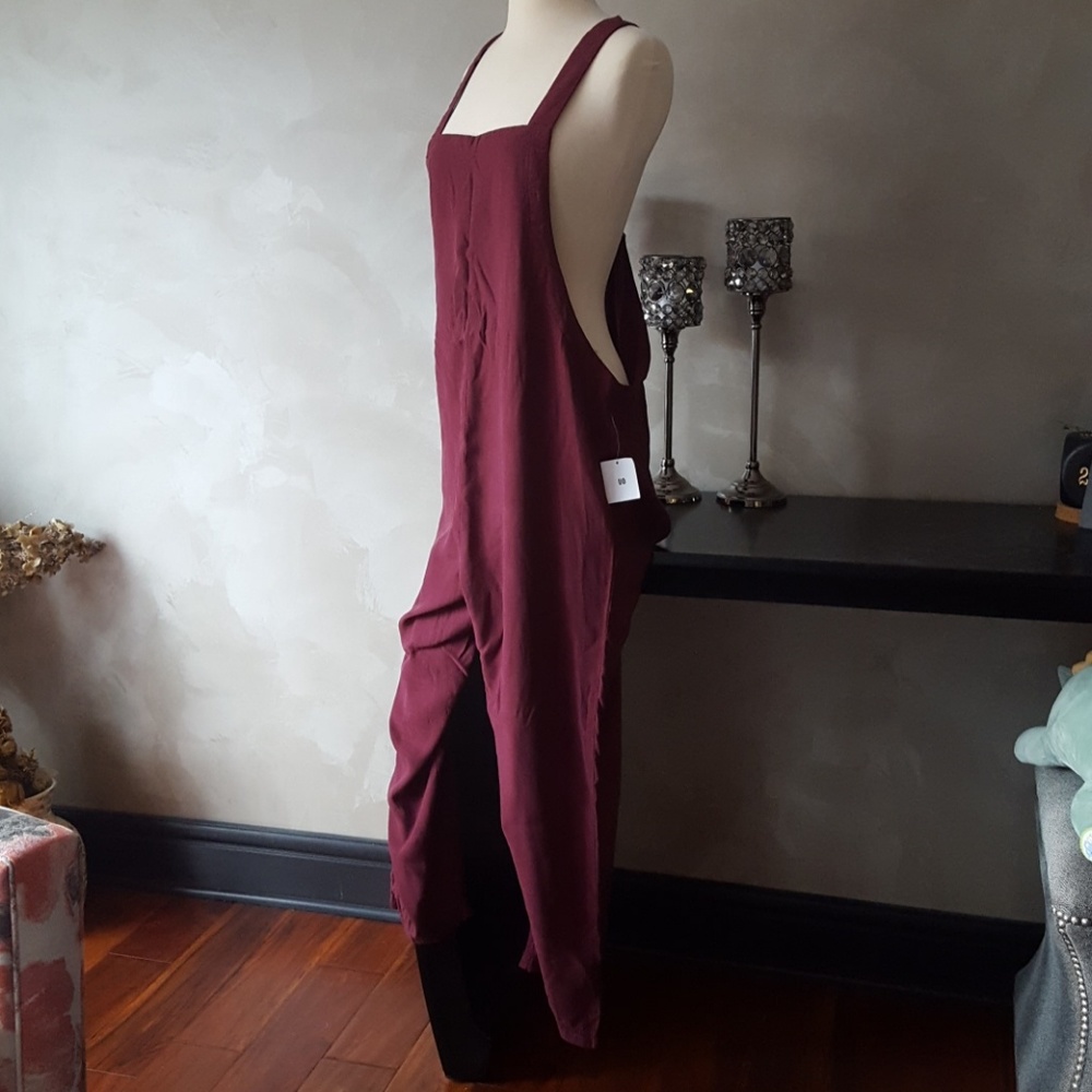Maroon Burgundy Casual Minimal UO Overalls